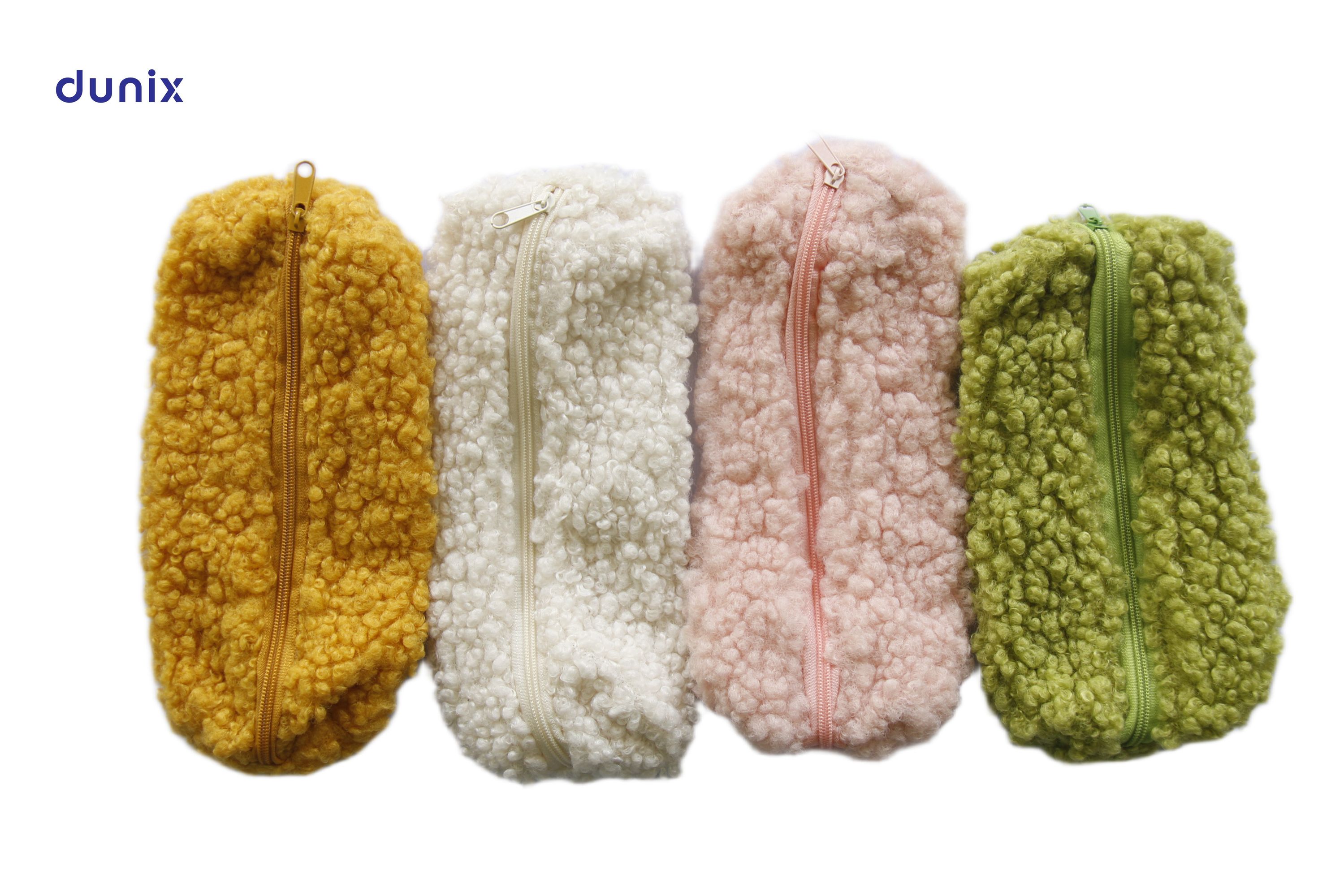Dunix Fluffy Teddy Pencil Pouch – Plush Zipper Pen Bag – Soft Cosmetic & Stationery Organizer