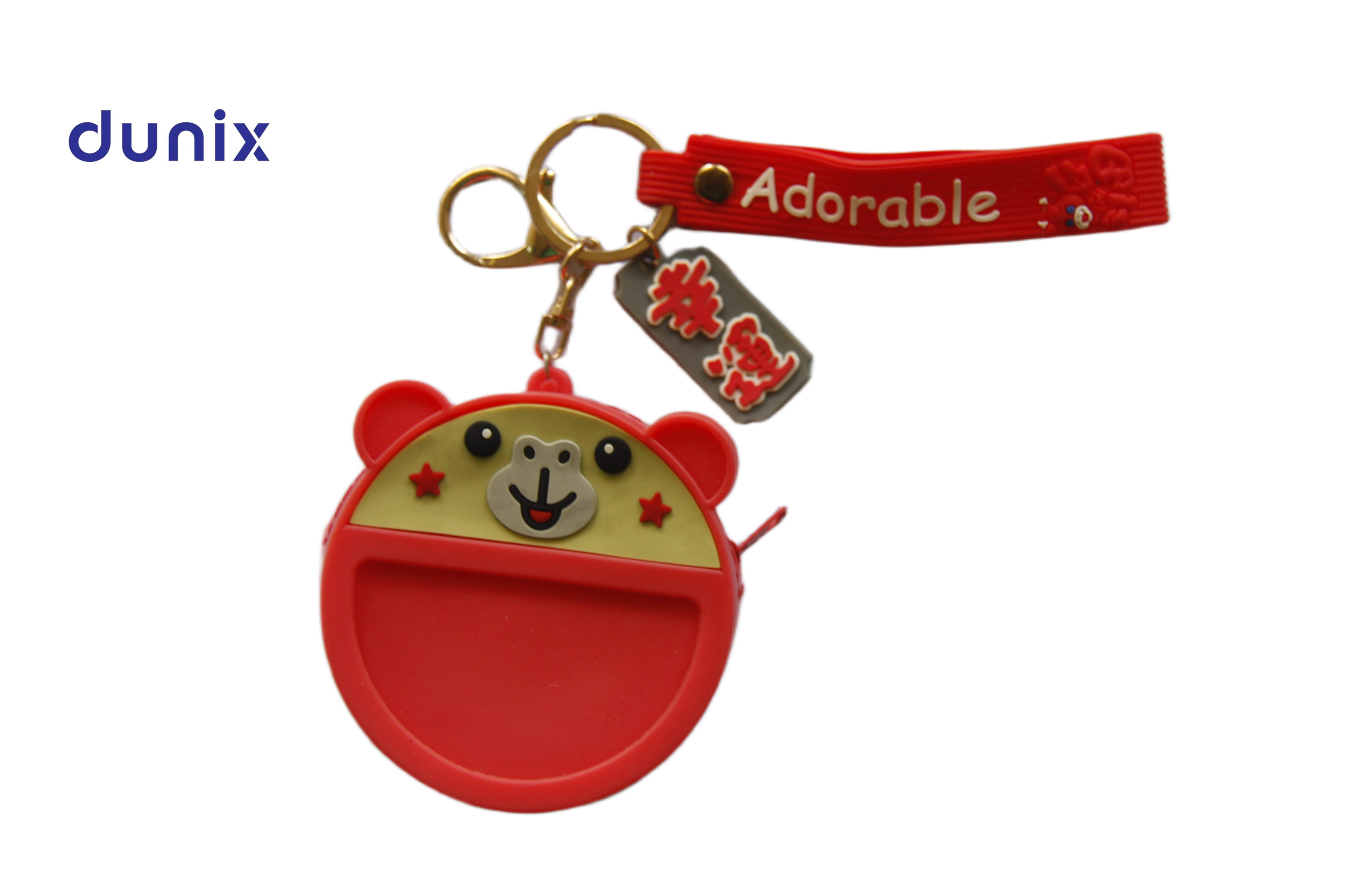 Pop-It Silicone Keychain with Zipper Pouch - Fidget Key Holder Wristlet - Cute Cartoon Design Keyring for Kids & Adults