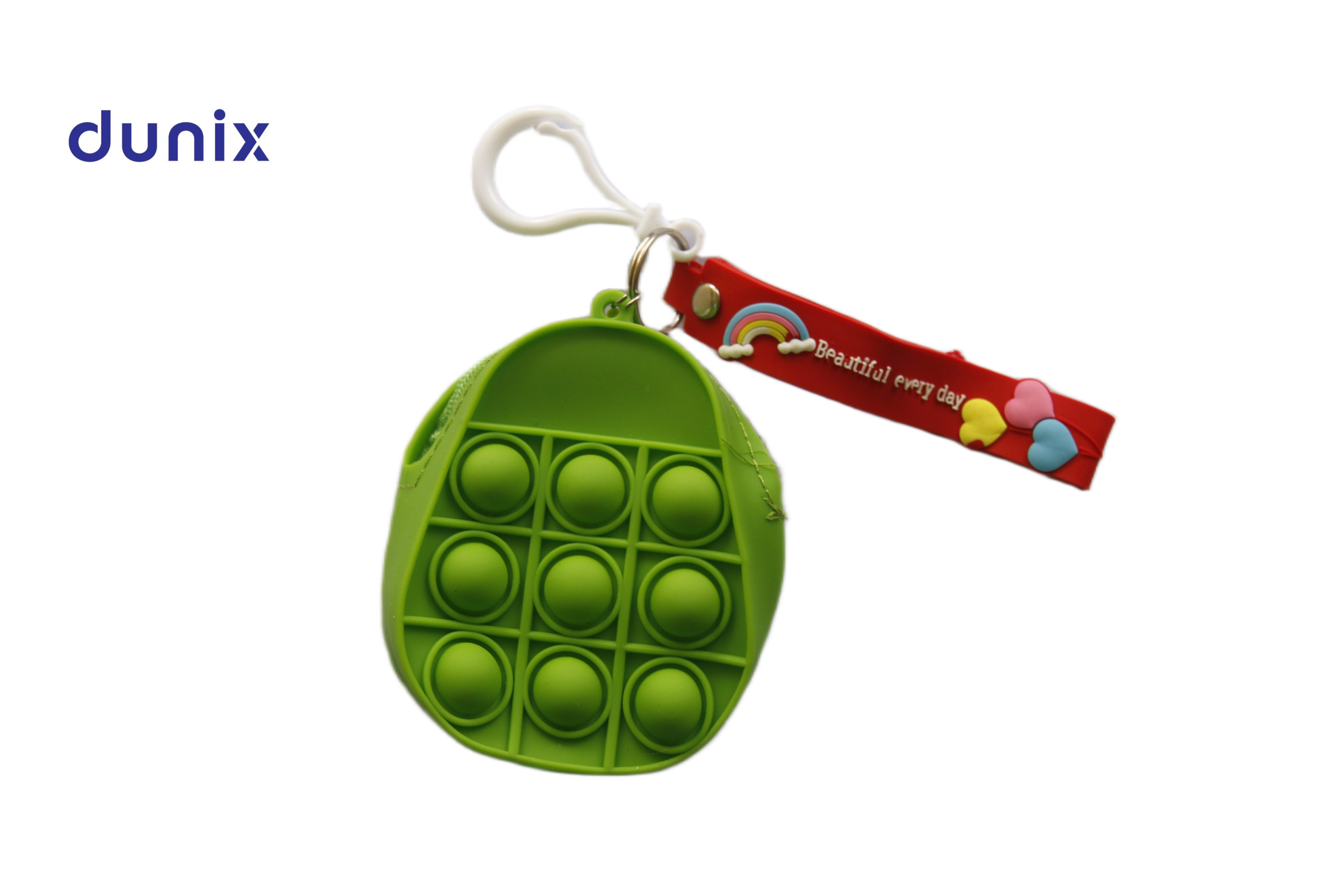 Pop-It Silicone Keychain with Zipper Pouch - Fidget Key Holder Wristlet - Cute Cartoon Design Keyring for Kids & Adults