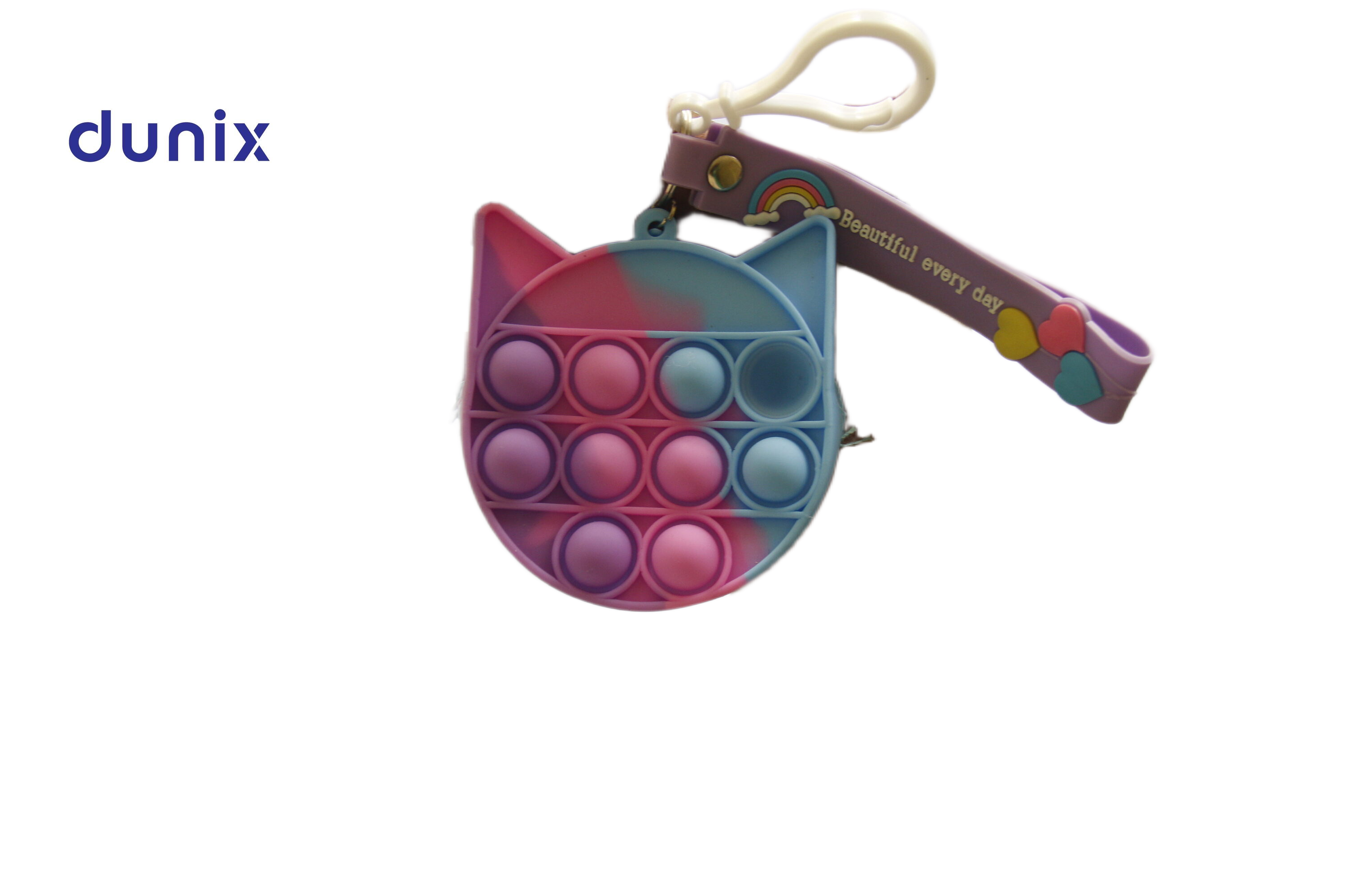 Pop-It Silicone Keychain with Zipper Pouch - Fidget Key Holder Wristlet - Cute Cartoon Design Keyring for Kids & Adults