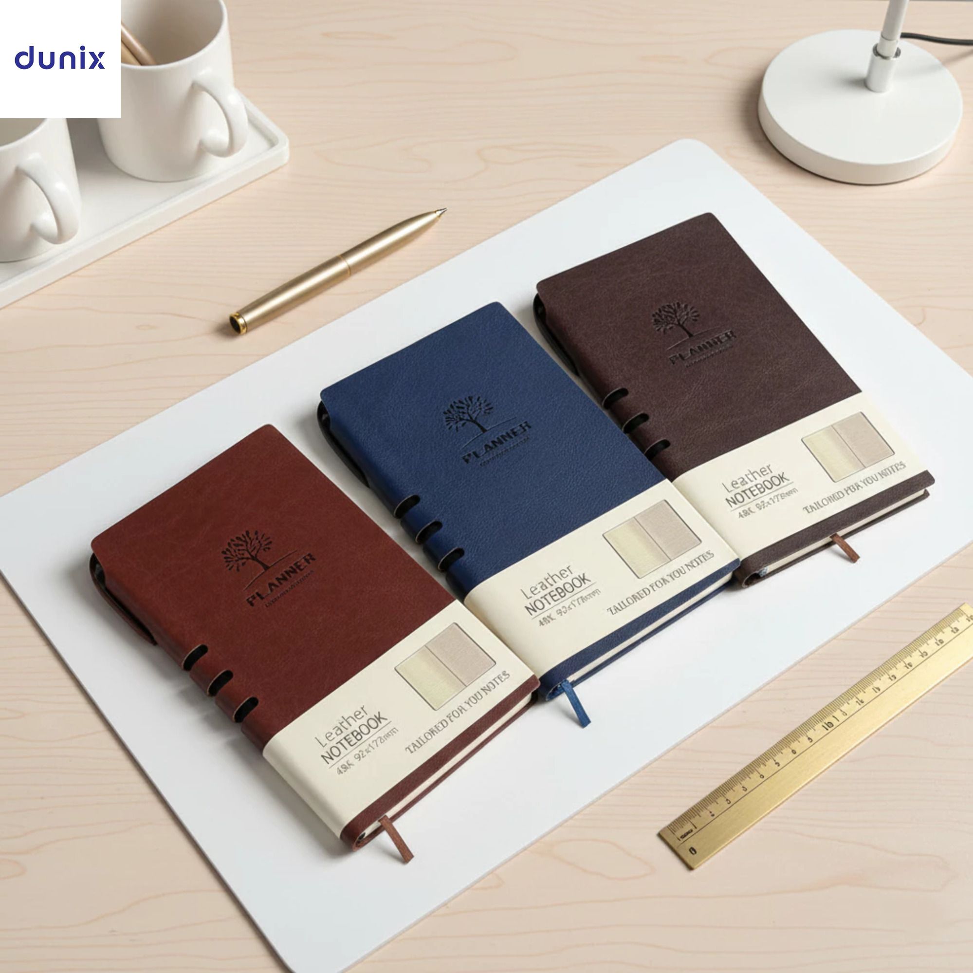 A6 PU Leather Notebook + FREE PEN - 100 Pages Lined Journal with Elastic Closure & Bookmark - Professional Pocket Diary for Work School Office Writing