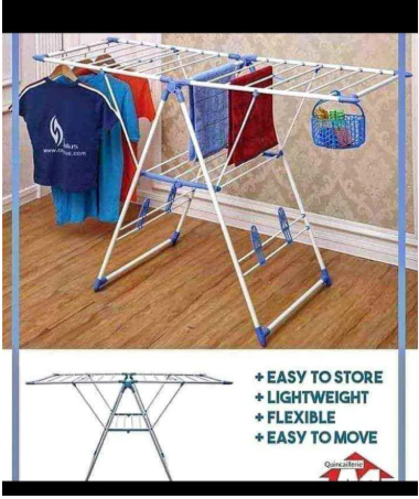 ▪️🧏Foldable/Portable Clothes Drying And Hanging Rack- BLUE🔹️Made of high quality Iron Tube structure of science, Never Rust like many other products in the market Uses multiple tubes Thicker