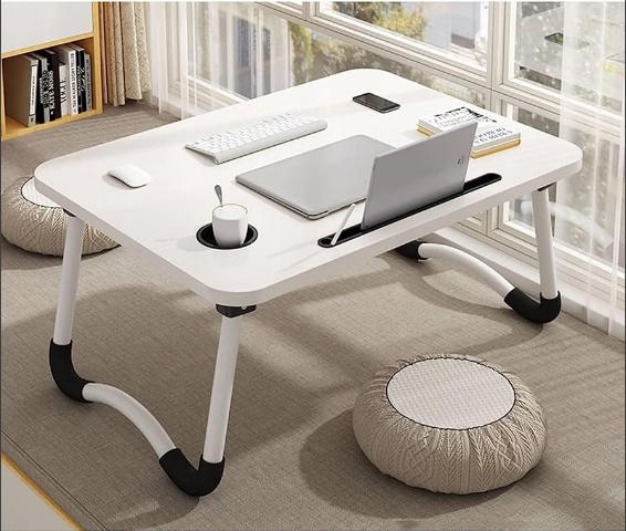 🎄Restocked🎄
🔷 Multi-purpose foldable portable laptop desk study table with tablet slot and drink slot