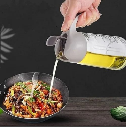 🍇🍇Oil Dispenser Bottle,630ml Leakproof Condiment Container With Automatic Cap and Stopper,Non-Drip Spout,Storage Jars Olive Non-Slip Handle for Kitchen Cooking