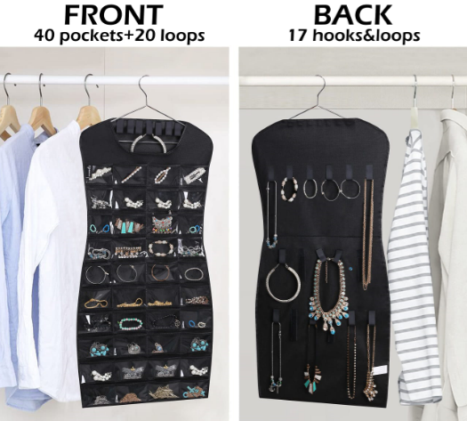 Restocked🔥

Dress shape 40 pockets on the front & 20 loops on the back jewelry organizer