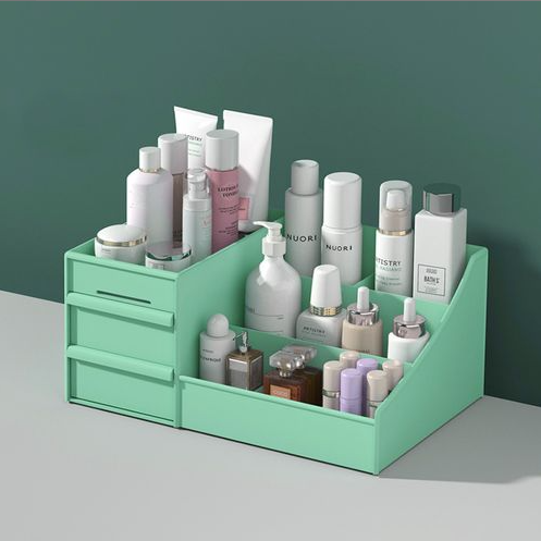 Makeup Desk Cosmetic Storage Box Organizer with Drawers for Dressing Table, Countertop, Bathroom Counter, Elegant Vanity Holder for Brushes, Eyeshadow, Lotions, Lipstick and Nail Polish