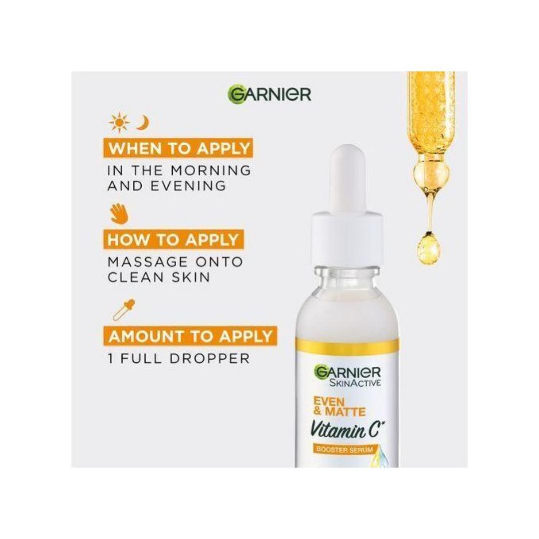 Garnier Twin Pack Even & Bright Vitamin C Brightening Booster Face Serum 30ml -Dark Spots Corrector With Niaciniamide + Salicylic Acid
