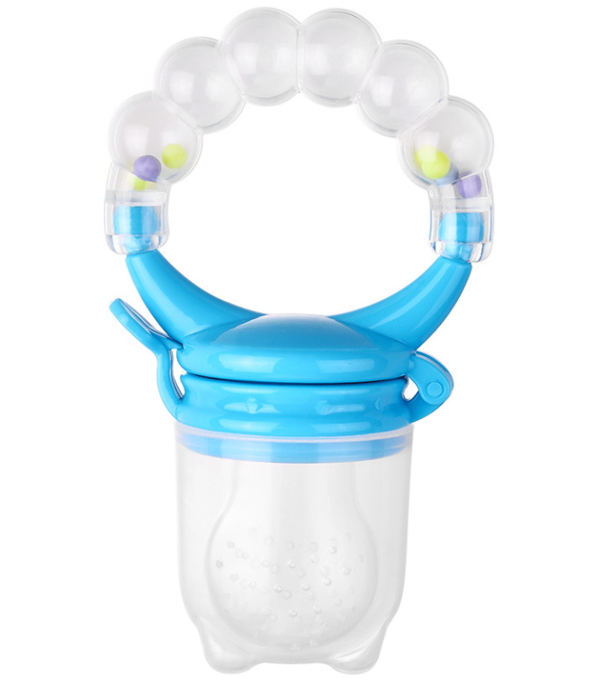 Baby Fruit Feeder Pacifier with Bell Ring – BPA-Free Silicone Teether and Food Feeder for Babies 0–2 Years – Purple