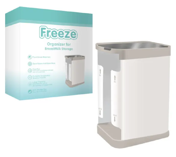 4pc Breast Milk Storage Bag Freezer Organizer with Tray – First-In First-Out System for Neat & Safe Milk Storage