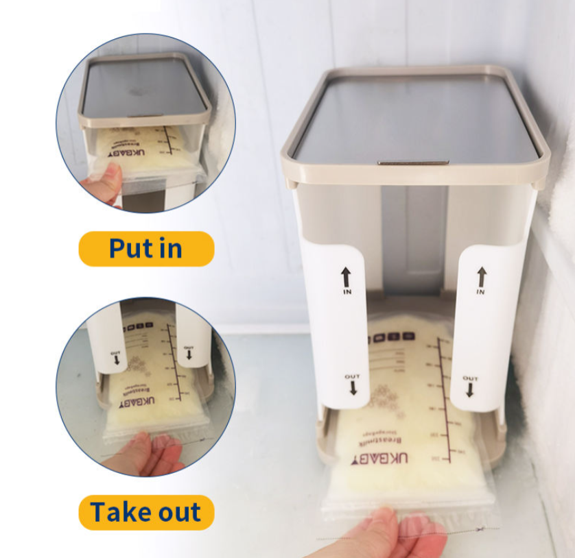 Breast Milk Storage Bag Freezer Organizer with Tray – First-In First-Out System for Neat & Safe Milk Storage
