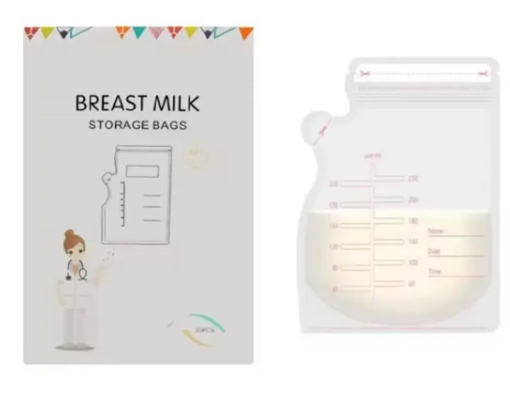 30 pcs Breastmilk Storage Bags – Leak-Proof, Pre-Sterilized, BPA-Free, Double Zipper Seal, Freezer Safe, Easy Pour Spout