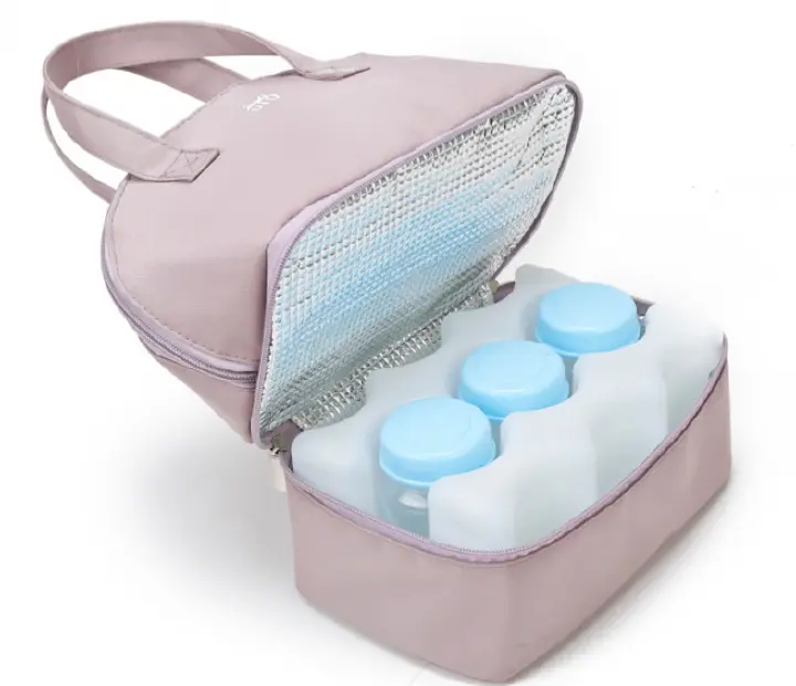 Breast Milk Storage Cooler Bag includes 2 storage bottles and 2 ice packs, Reusable Tote Bento Box for Moms, Kids & Adults, Thermal Leak-Proof Food Carrier
