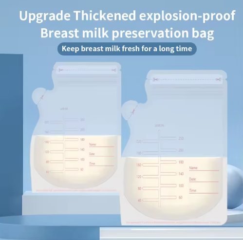 30 pcs Breastmilk Storage Bags – Leak-Proof, Pre-Sterilized, BPA-Free, Double Zipper Seal, Freezer Safe, Easy Pour Spout