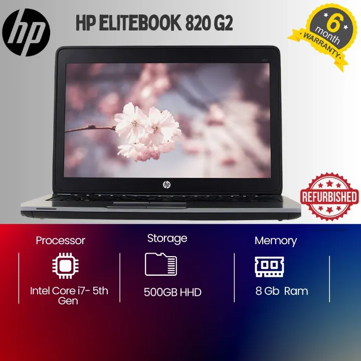 HP ELITEBOOK 820 G2: 5TH GEN INTEL CORE I7-5500U, 8GB DDR3, 500GB HDD, 12.5” HD, WI-FI 5, BLUETOOTH 4.0, USB 3.0, DISPLAYPORT, 1.34KG, MIL-STD-810G DURABLE – PORTABLE POWER FOR WORK!