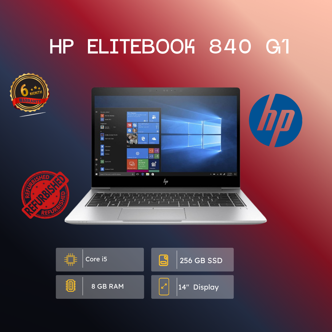 HP ELITEBOOK 840 G1 WITH INTEL CORE I5 4TH GEN, 8GB RAM, 256GB SSD! FAST, DURABLE, 14" HD+ DISPLAY. PERFECT FOR WORK AND TRAVEL. SLEEK DESIGN WITH ROBUST PERFORMANCE!