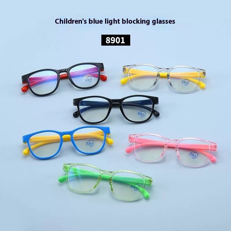 New Kids Blue Light Blocking Coated Protective Silicone Frame Glasses Anti-Fatigue Comfortable Lightweight Eye Protection Anti-Radiation Eyewear for Learning Gaming Computer Phone Tablet Reading & Bro