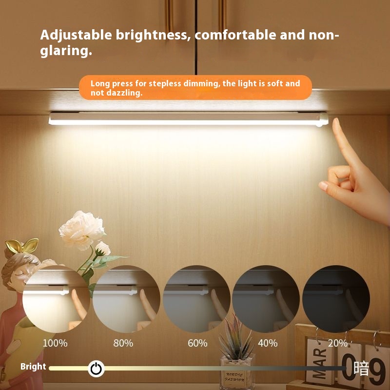 Ultra Thin Motion Sensor LED Light Bar Smart Rechargeable Adhesive Under Cabinet Closet Wardrobe Ambient Lighting
