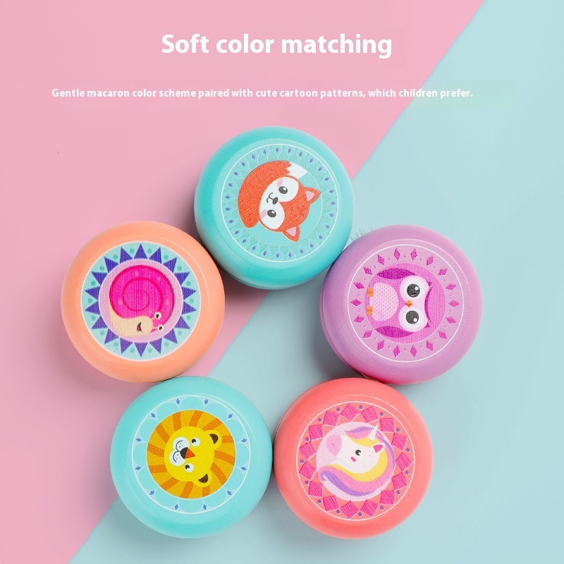 Cute Wooden Yo-Yo Toy Safe Eco Friendly Kids Cartoon Animal Design Classic Brain Teaser Educational Gift Prize for Children