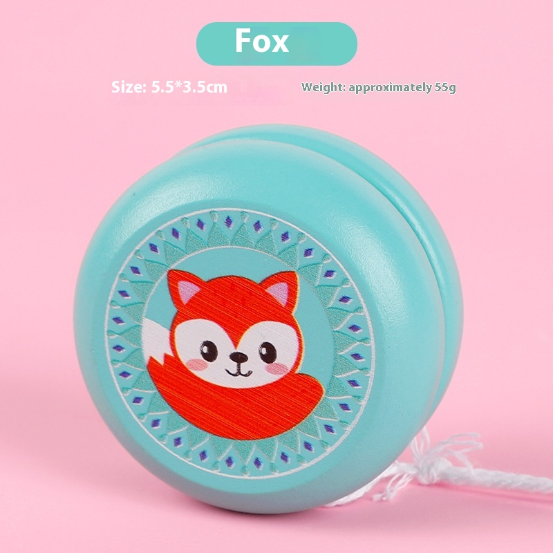Cute Wooden Yo-Yo Toy Safe Eco Friendly Kids Cartoon Animal Design Classic Brain Teaser Educational Gift Prize for Children