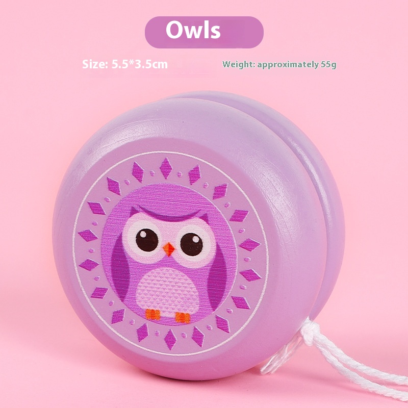 Cute Wooden Yo-Yo Toy Safe Eco Friendly Kids Cartoon Animal Design Classic Brain Teaser Educational Gift Prize for Children