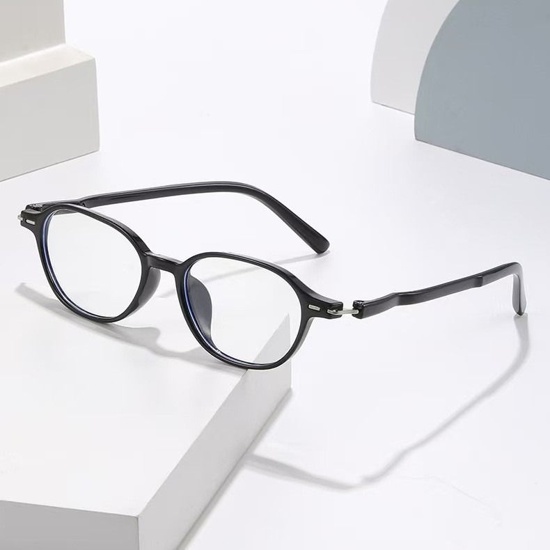 Trend oval frame high definition color-changing myopia one mirror dual-purpose color-changing glasses ultra-light anti-blue glasses
