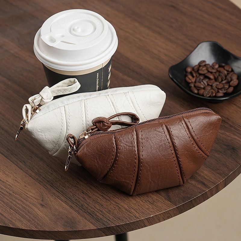 Croissant Shape Zipper Coin Key Pouch Portable Fashion Mini Bag for Daily Essent