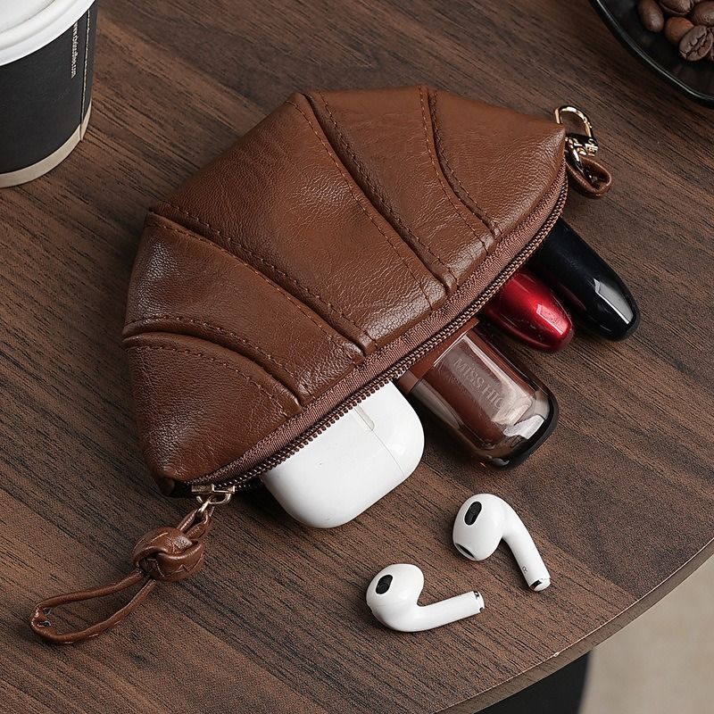 Croissant Shape Zipper Coin Key Pouch Portable Fashion Mini Bag for Daily Essent