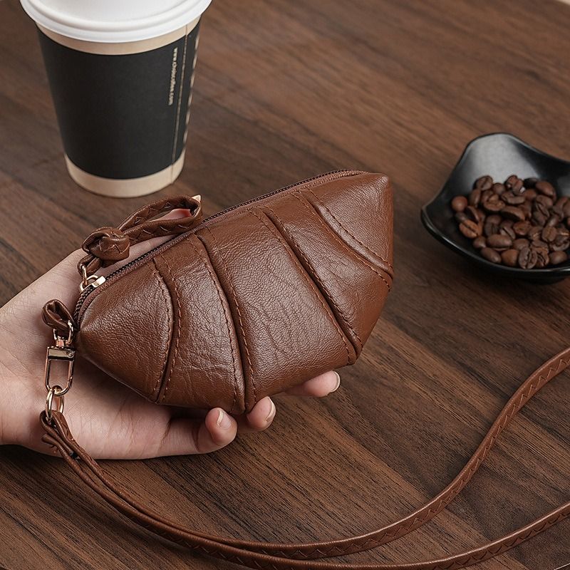 Croissant Shape Zipper Coin Key Pouch Portable Fashion Mini Bag for Daily Essent