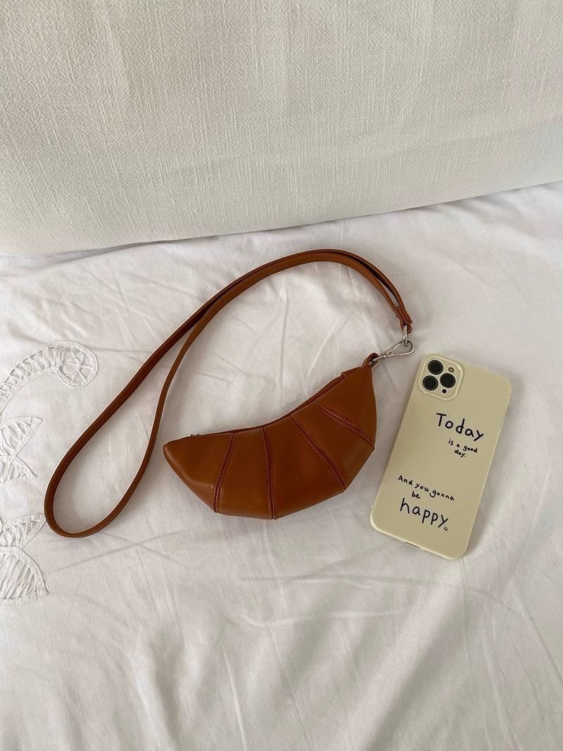 Croissant Shape Zipper Coin Key Pouch Portable Fashion Mini Bag for Daily Essent
