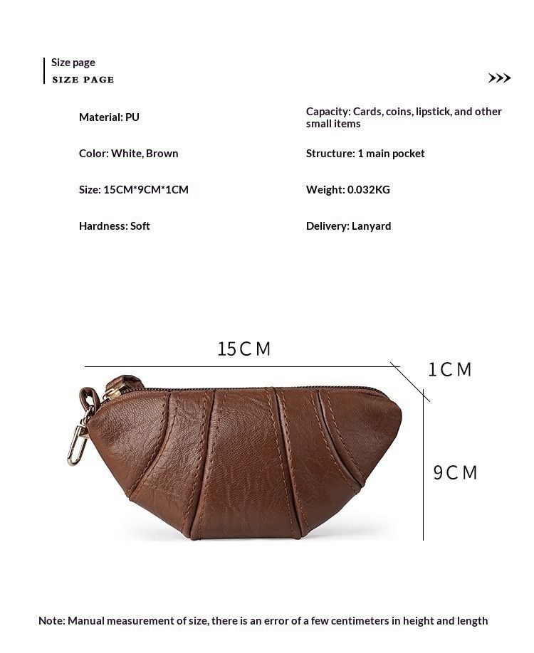 Croissant Shape Zipper Coin Key Pouch Portable Fashion Mini Bag for Daily Essent