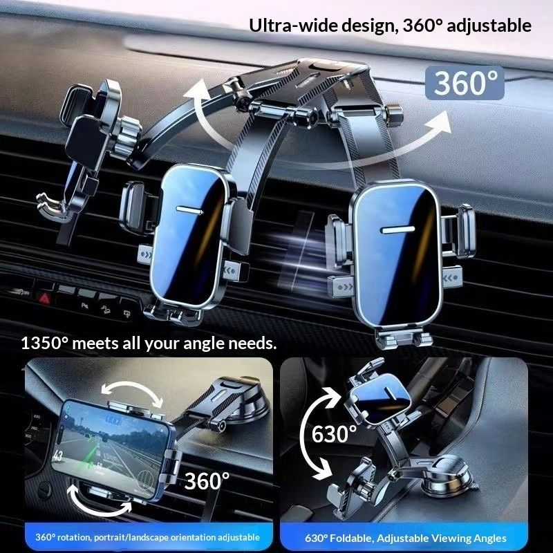 Popular car automatic lock fixed suction cup mobile phone holder rotation adjustment front glass navigation bracket