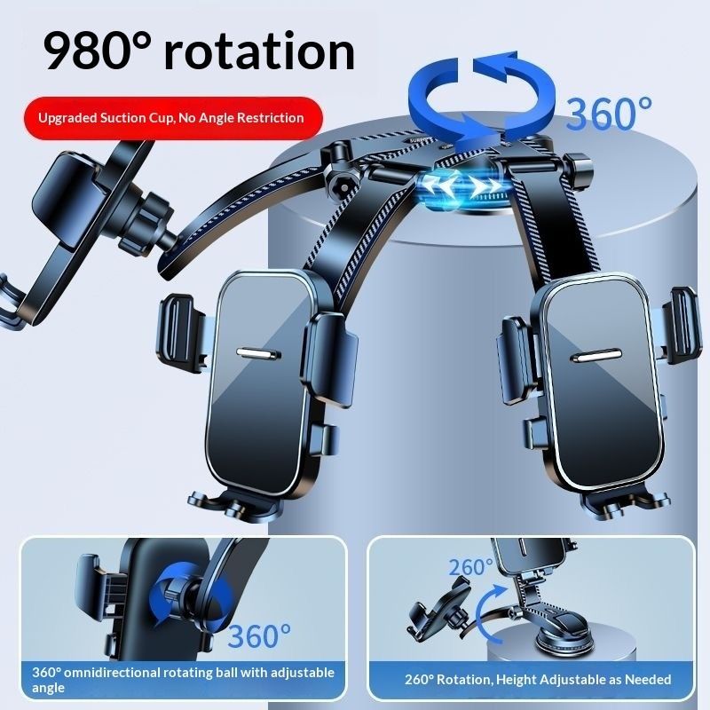 Popular car automatic lock fixed suction cup mobile phone holder rotation adjustment front glass navigation bracket