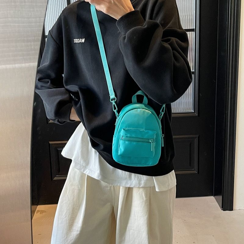 Solid color simple casual small bag spring outing trendy mobile phone accessory bag parent-child one-shoulder mini crossbody bag