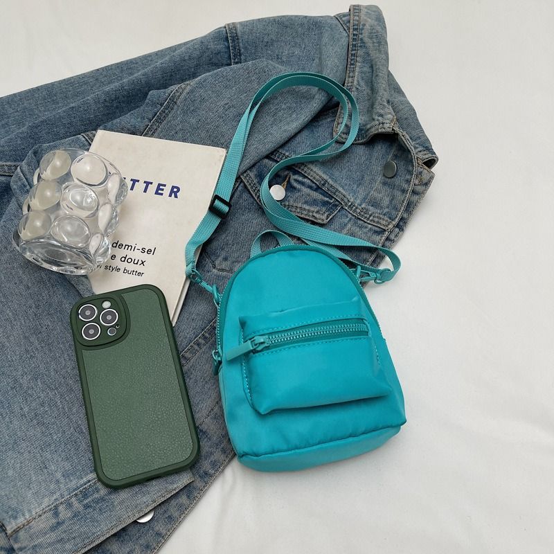 Solid color simple casual small bag spring outing trendy mobile phone accessory bag parent-child one-shoulder mini crossbody bag