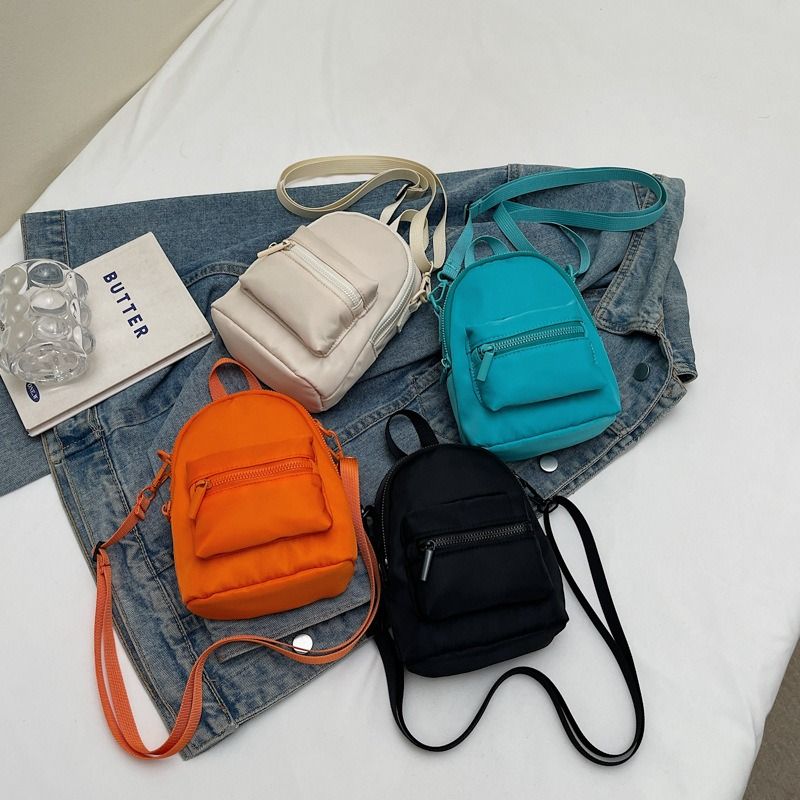 Solid color simple casual small bag spring outing trendy mobile phone accessory bag parent-child one-shoulder mini crossbody bag