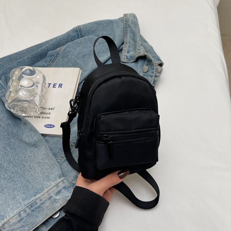 Solid color simple casual small bag spring outing trendy mobile phone accessory bag parent-child one-shoulder mini crossbody bag