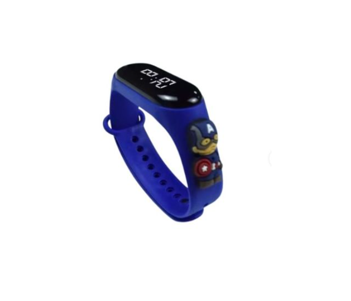 Birthday Gift For Child Boy / Girl Smart LED Digital Cartoon Kids Watch, Waterproof Bracelet Wristwatch Made Of Silicon Material -Blue Color