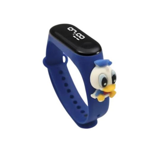 Birthday Gift For Child Boy / Girl Smart LED Digital Cartoon Kids Watch, Waterproof Bracelet Wristwatch Made Of Silicon Material -Black Color
