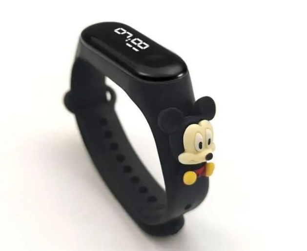 Birthday Gift For Child Boy / Girl Smart LED Digital Cartoon Kids Watch, Waterproof Bracelet Wristwatch Made Of Silicon Material Black Color