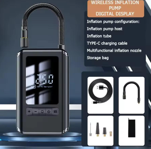 Car Mounted Inflation Pump Portable Mini Self-propelled Electric Tire Inflator Air Pump Handheld Wireless Charging