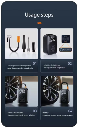 Car Mounted Inflation Pump Portable Mini Self-propelled Electric Tire Inflator Air Pump Handheld Wireless Charging