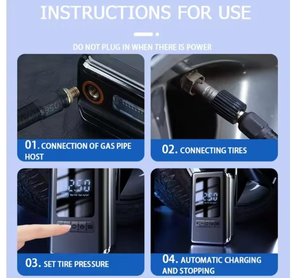 Car Mounted Inflation Pump Portable Mini Self-propelled Electric Tire Inflator Air Pump Handheld Wireless Charging