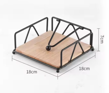 Luxury Metallic Kitchen Serviette holder with Bamboo place on/Napkin holder with the size of 18cmx18cmx6.8cm
