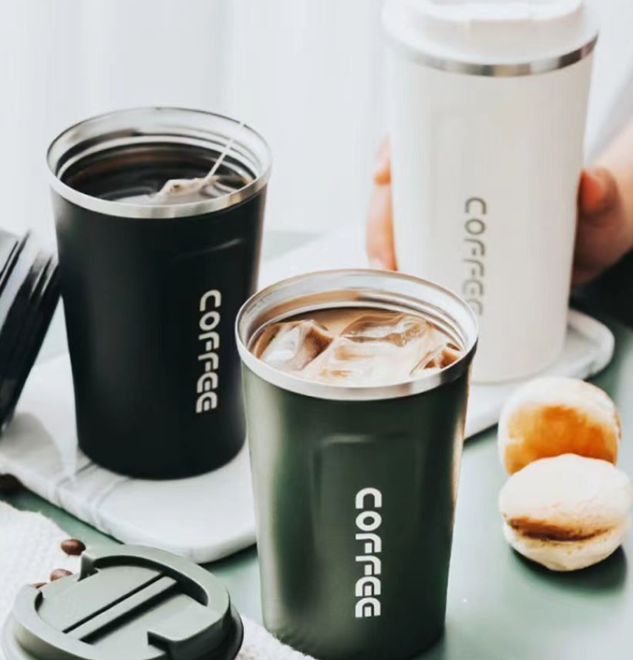 500ml Double Stainless Steel 304 Coffee Thermos Mug Leak-Proof Non-Slip Car Vacuum Flask Travel Thermal Cup Water Bottle