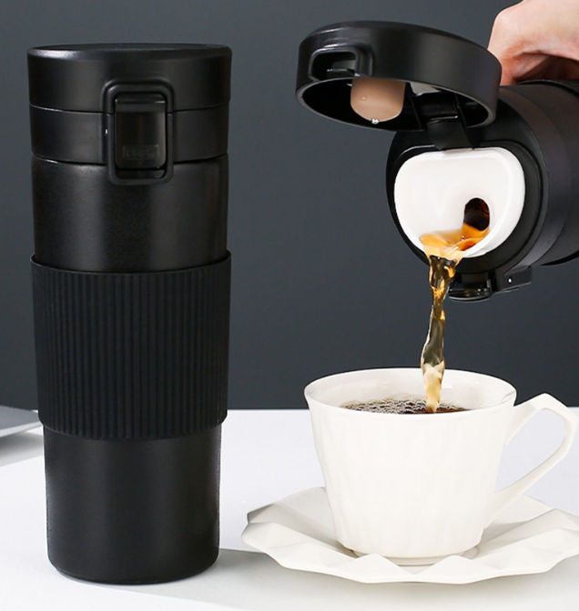 500ml Double Stainless Steel 304 Coffee Thermos Mug Leak-Proof Non-Slip Car Vacuum Flask Travel Thermal Cup Water Bottle