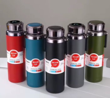 Portable Fashion Sports Travel Car Water Bottle Kettle 1L Smart Temperature Stainless Steel Tumblers Cup