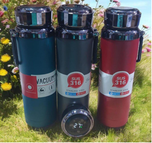 Portable Fashion Sports Travel Car Water Bottle Kettle 1L Smart Temperature Stainless Steel Tumblers Cup