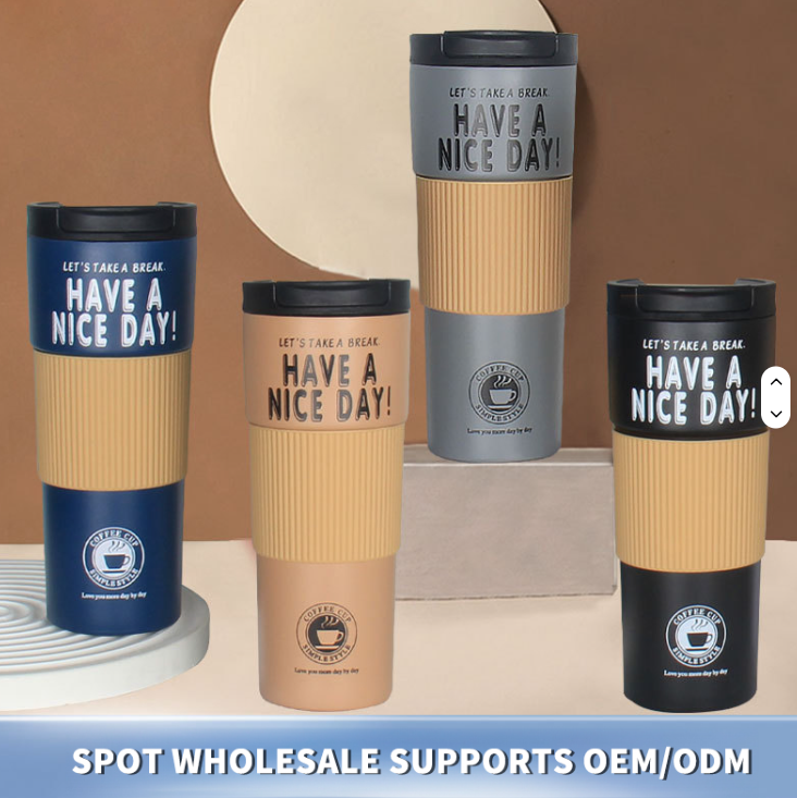 600ml Double Stainless Steel 304 Coffee Thermos Mug Leak-Proof Non-Slip Car Vacuum Flask Travel Thermal Cup Water Bottle