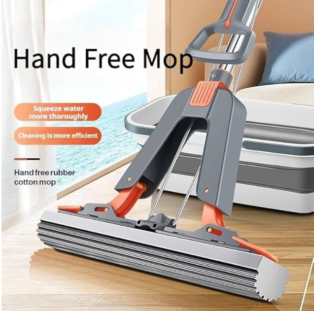 38cmx110cm self wringing super absorbent sponge mop automatic self-wringing roller squeeze mop - hands-free water squeezing floor mop, high absorbent pva sponge mop head, hardwood, tile, laminate floo