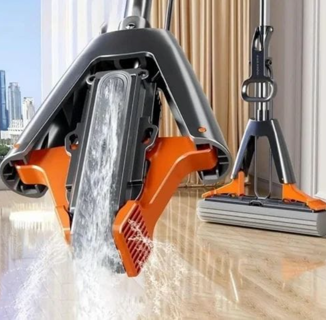 38cmx110cm self wringing super absorbent sponge mop automatic self-wringing roller squeeze mop - hands-free water squeezing floor mop, high absorbent pva sponge mop head, hardwood, tile, laminate floo